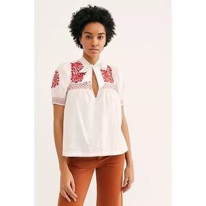 Free People Dreaming About You Tunic Large Embroidered Boho Puff Sleeve Summer